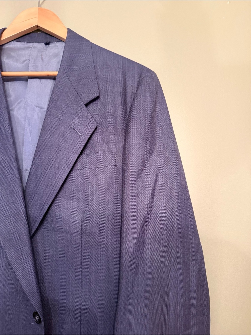 Vintage Givenchy Monsieur Pure Virgin Wool Blazer Coat Blue Grey Herringbone